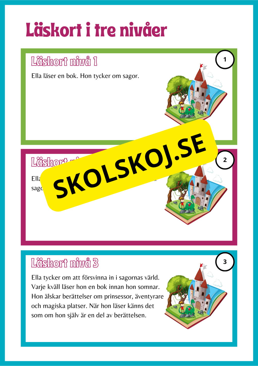 Läskort i tre nivåer- 60 st