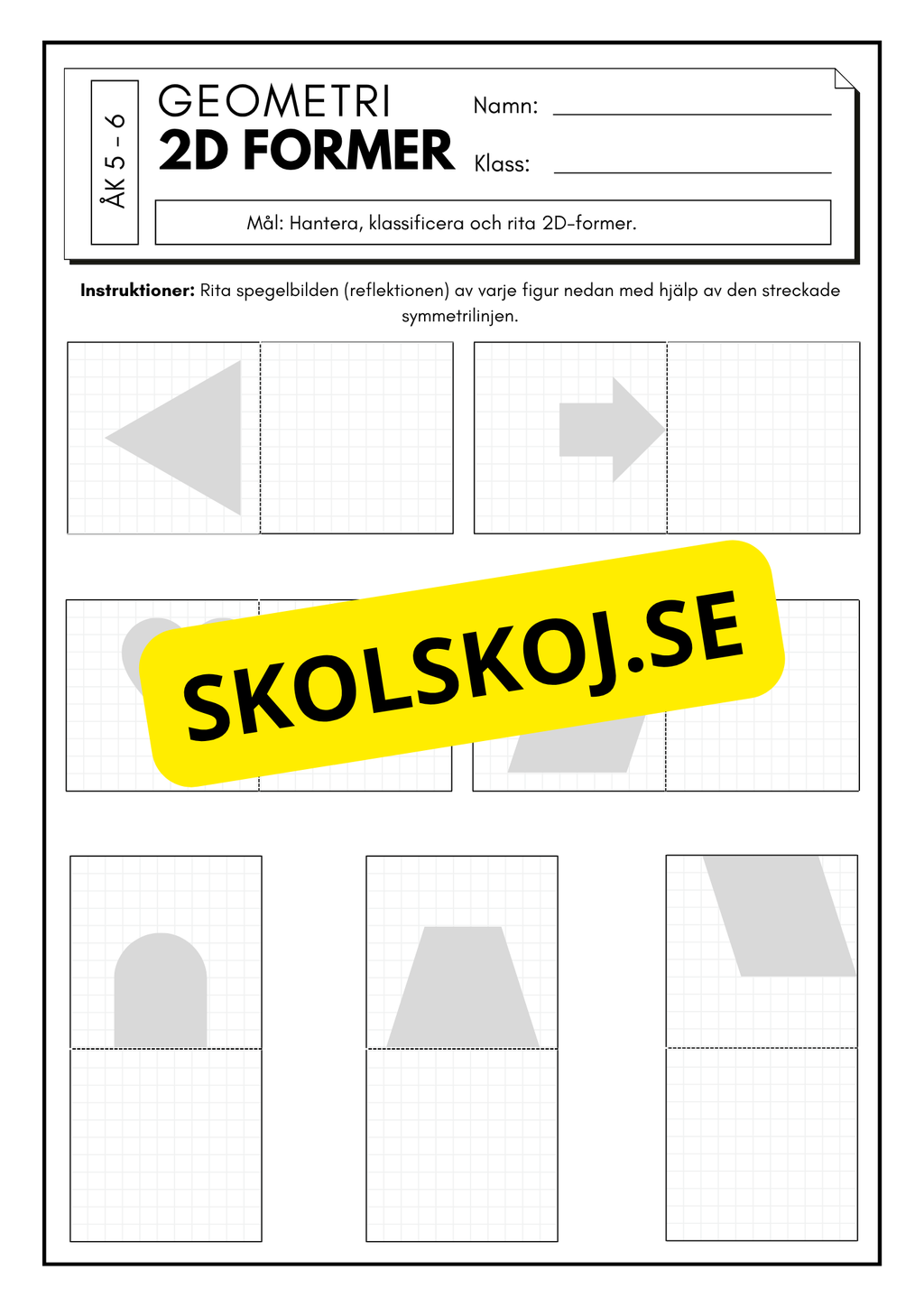 Lek med geometri: Uppgifter om rotation, spegling och translation - Åk 5 - 6