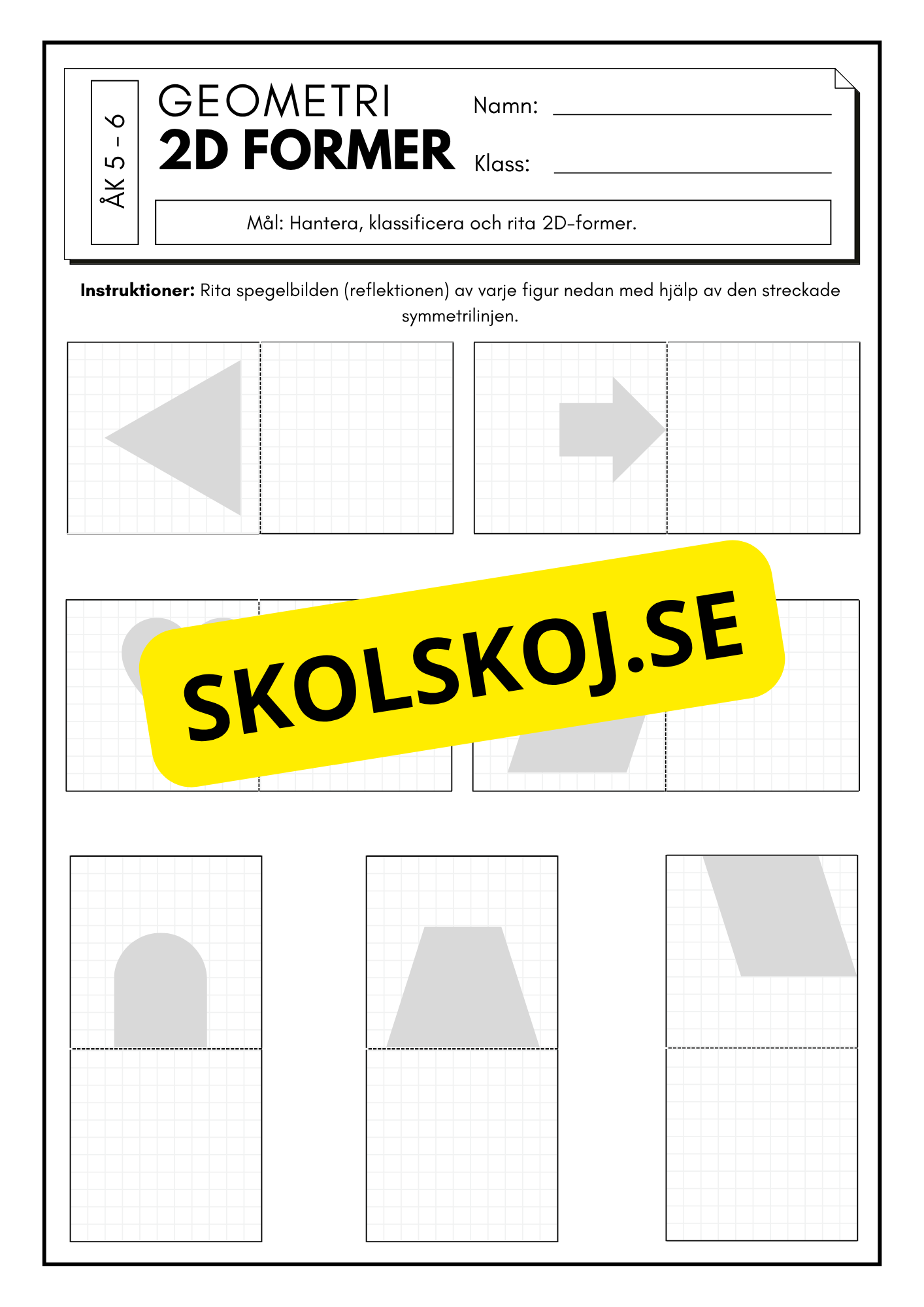 Lek med geometri: Uppgifter om rotation, spegling och translation - Åk 5 - 6