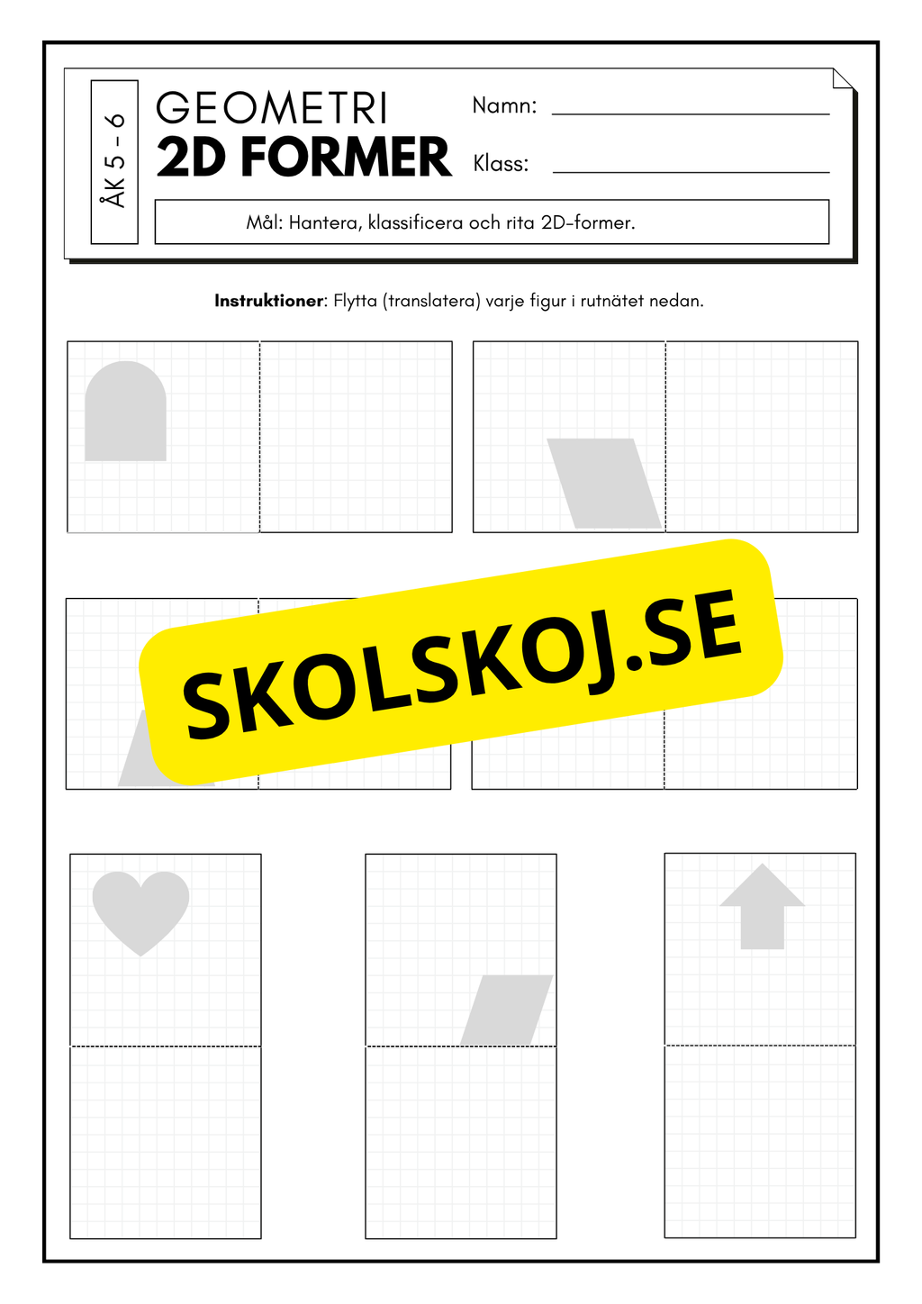 Lek med geometri: Uppgifter om rotation, spegling och translation - Åk 5 - 6