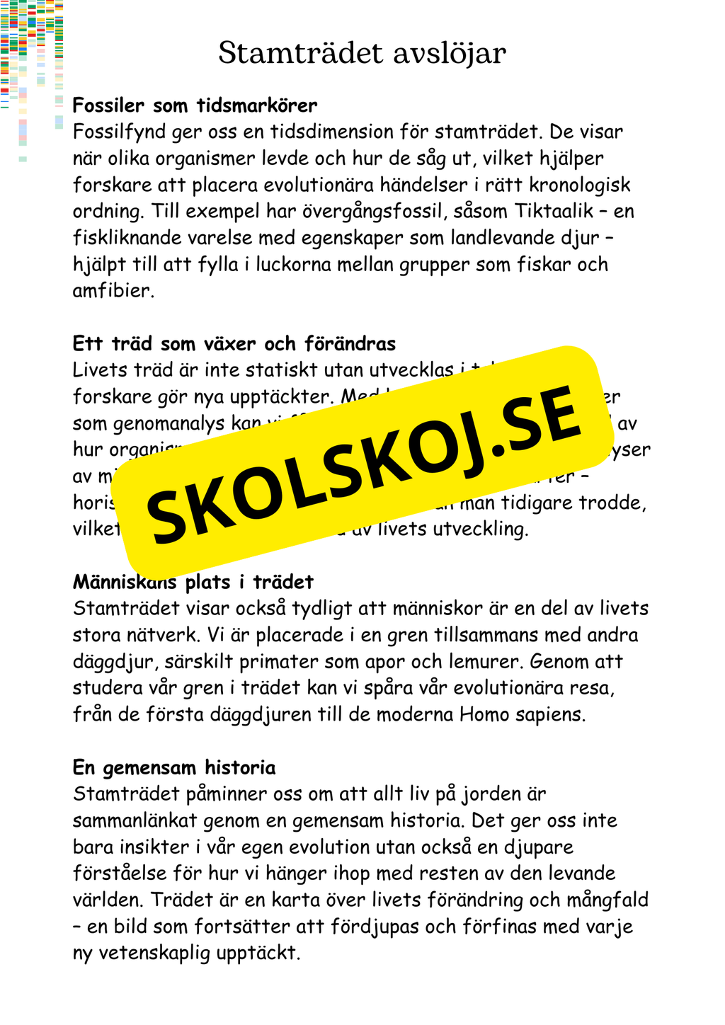 Livets utveckling - Årskurs 4 - 6