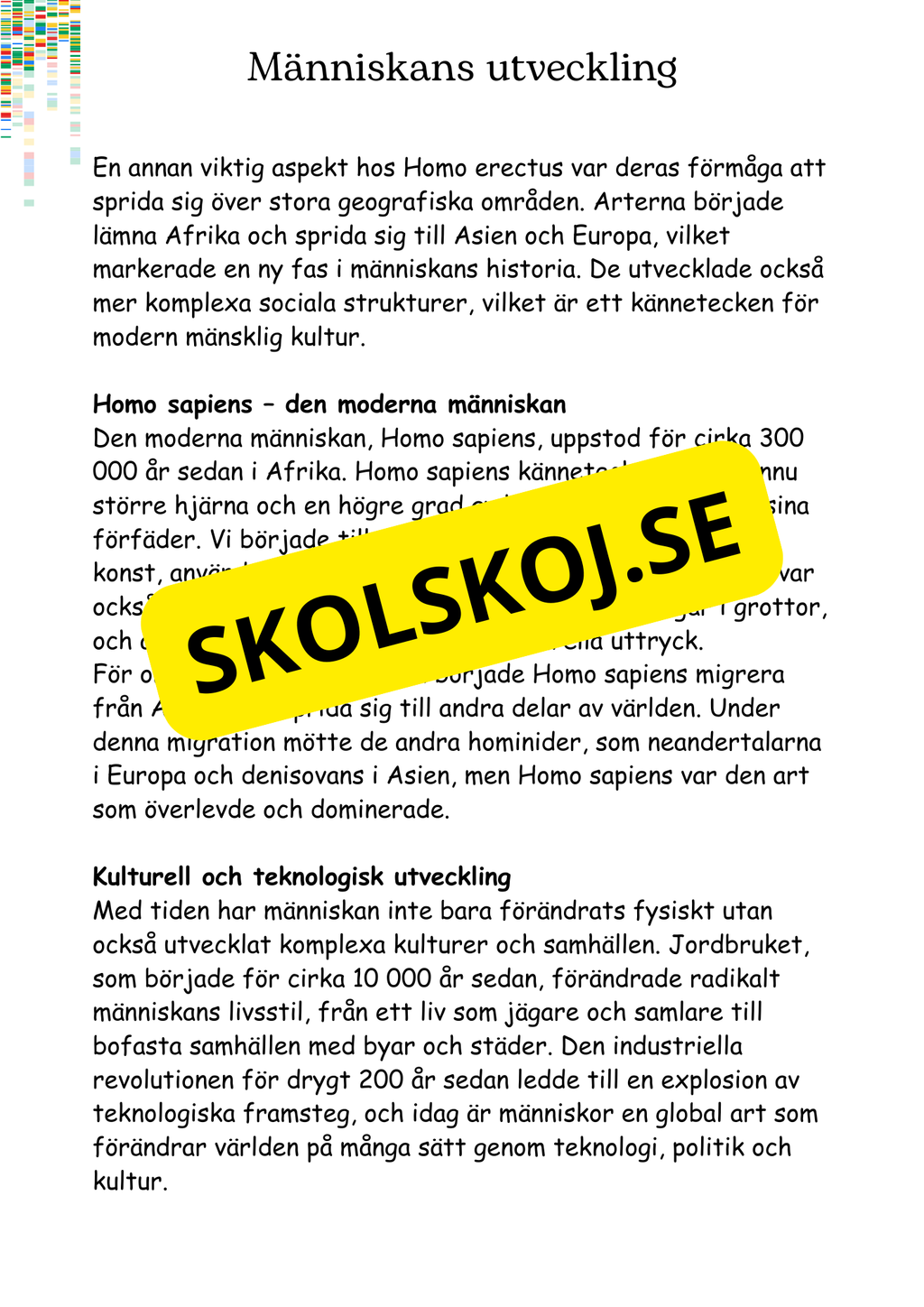 Livets utveckling - Årskurs 4 - 6