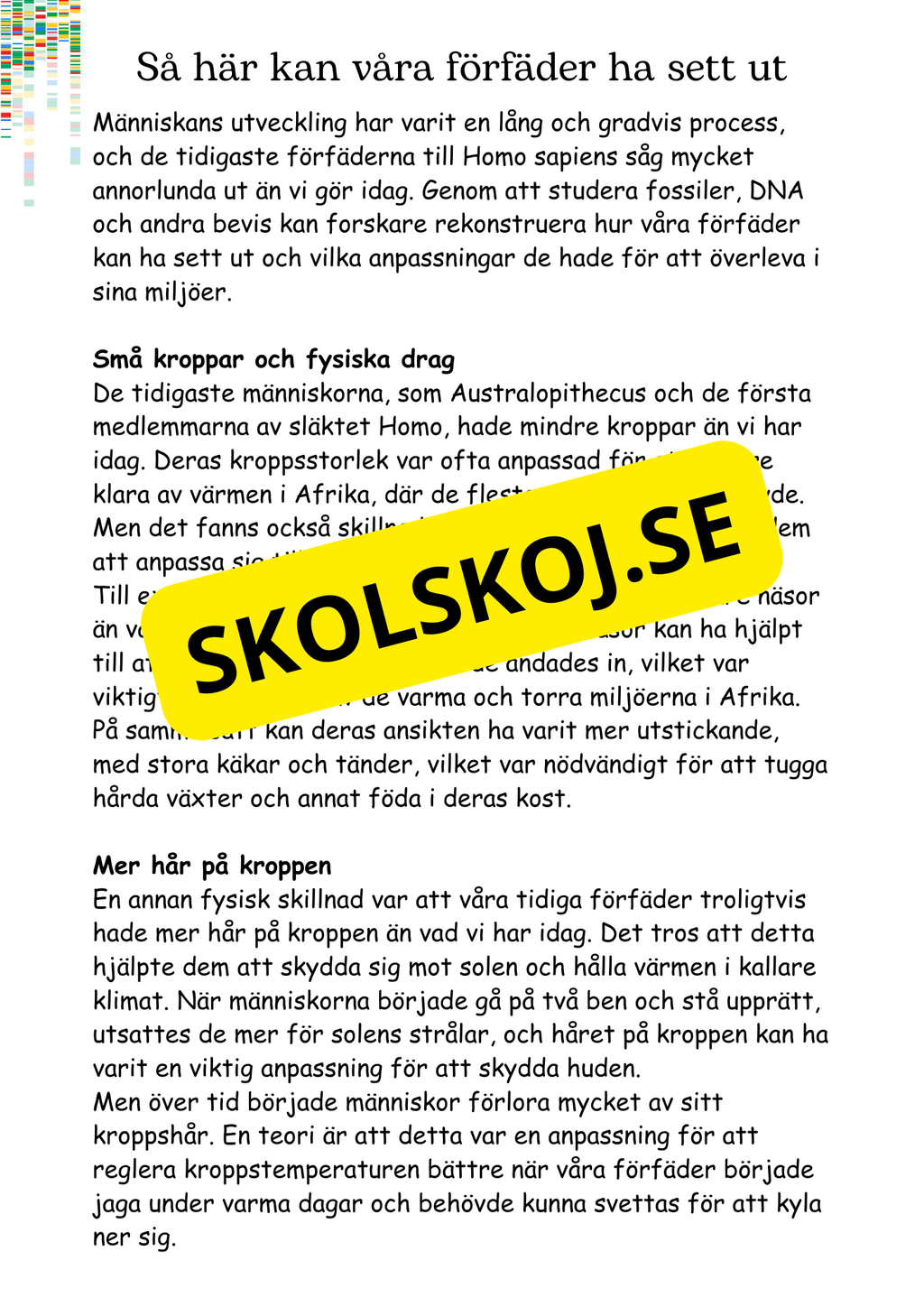 Livets utveckling - Årskurs 4 - 6