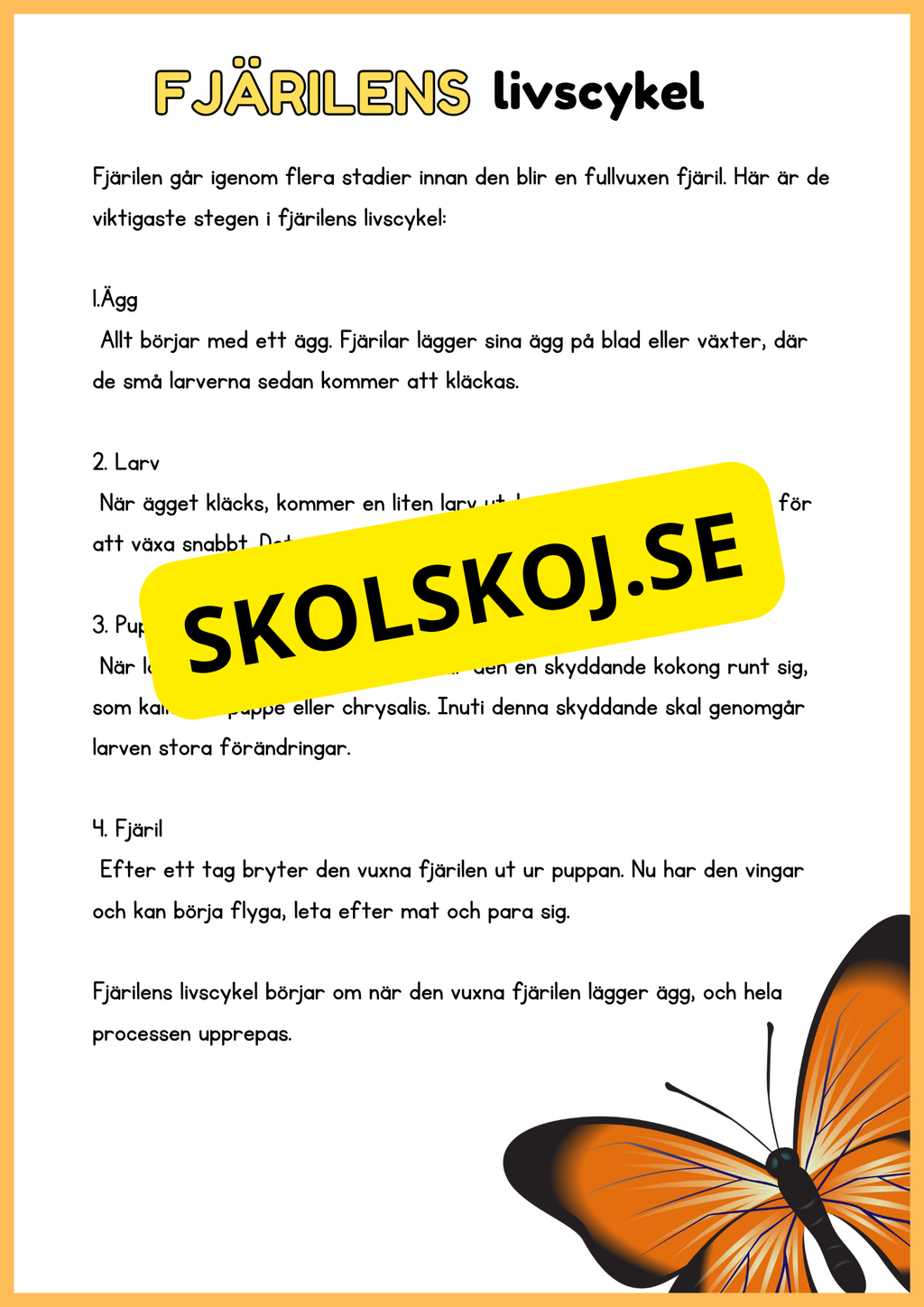Llivscykler - Groda, fjäril, äpple, kyckling