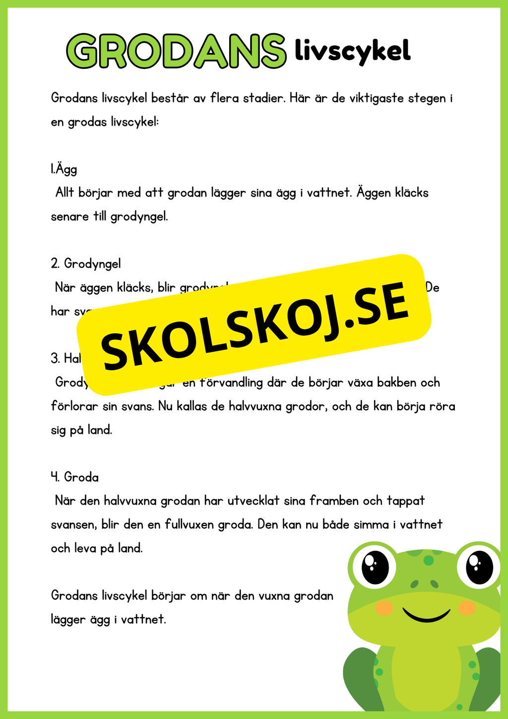 Llivscykler - Groda, fjäril, äpple, kyckling