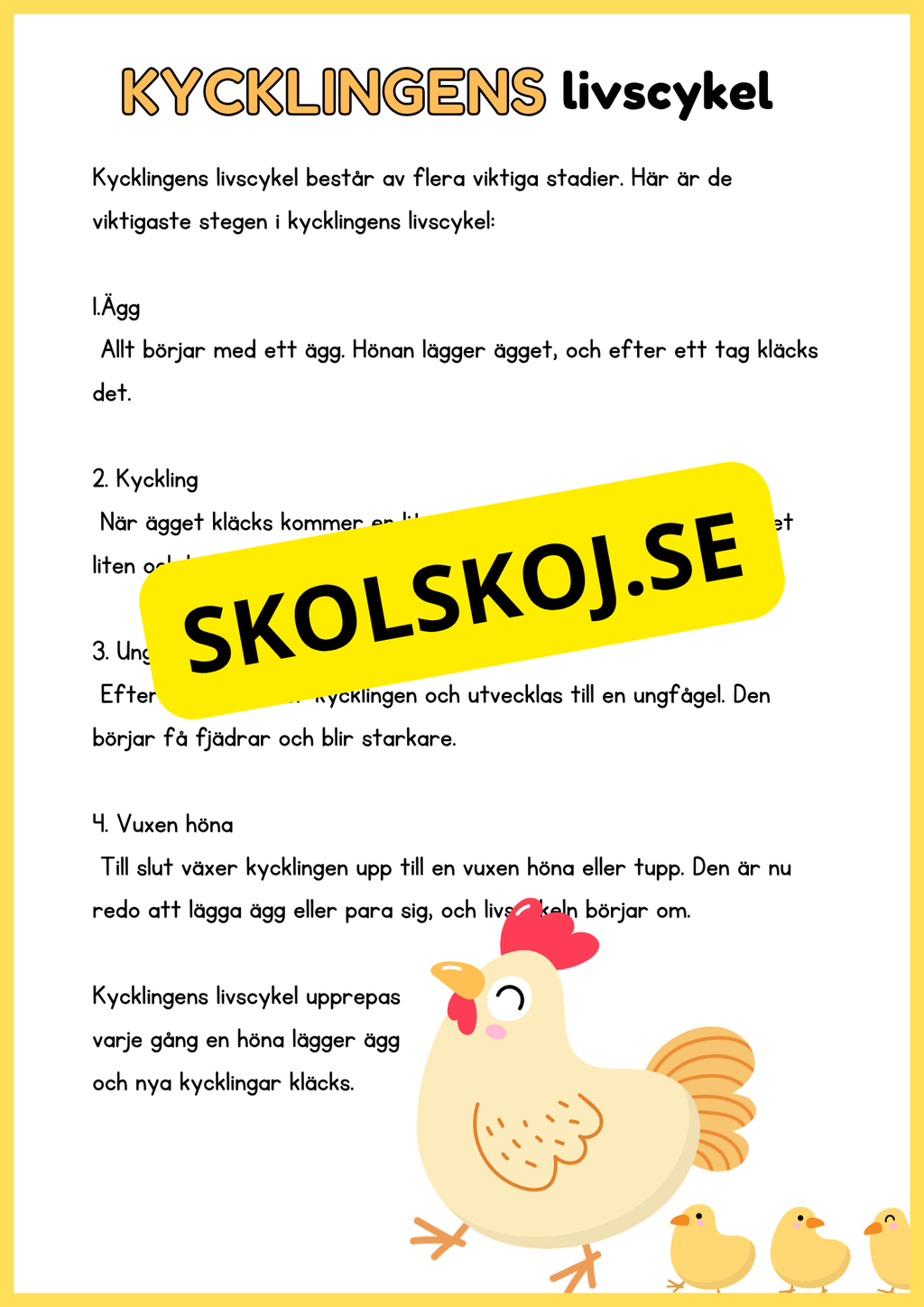 Llivscykler - Groda, fjäril, äpple, kyckling