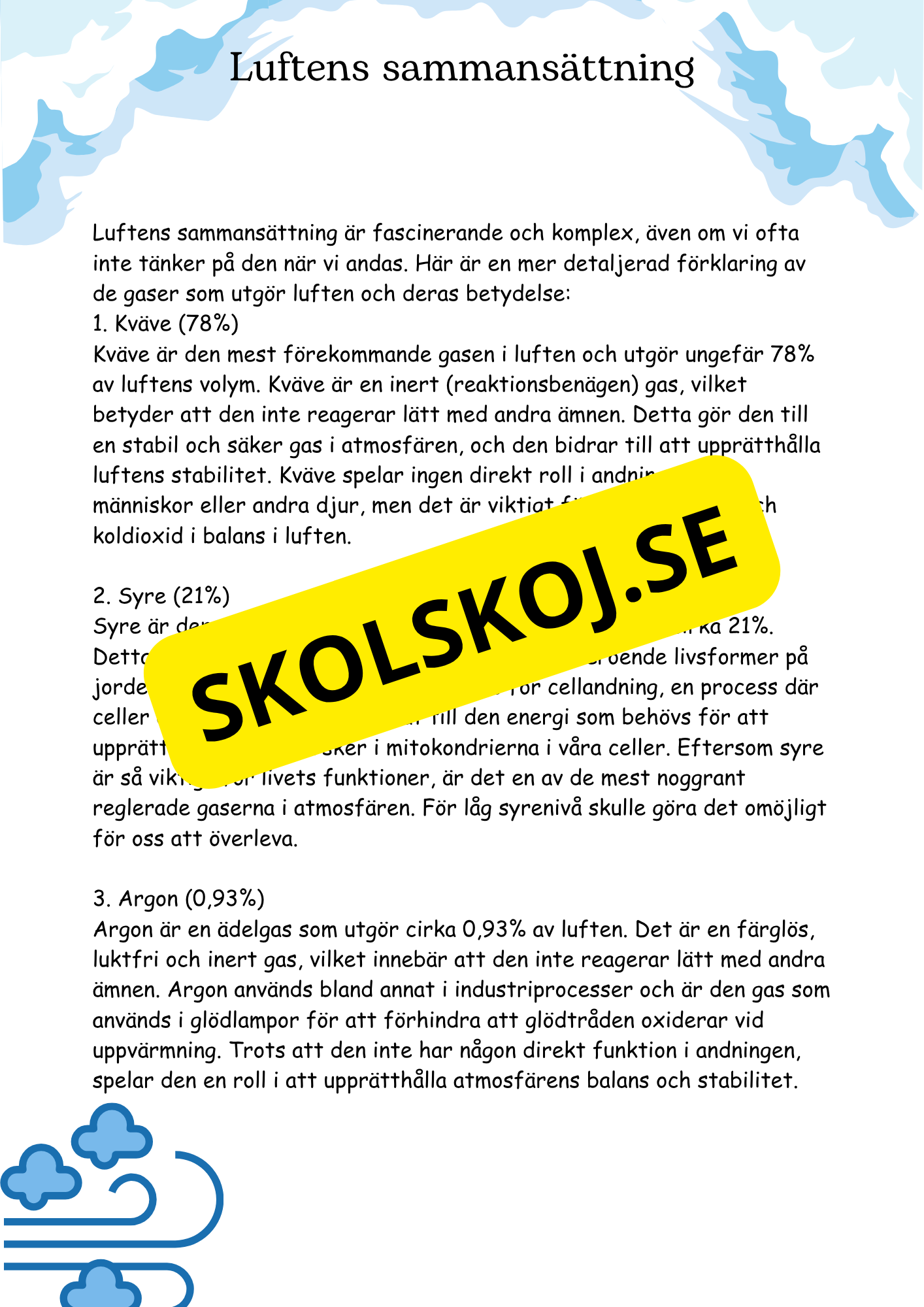Luftens egenskaper och viktiga funktioner - åk 4 - 6