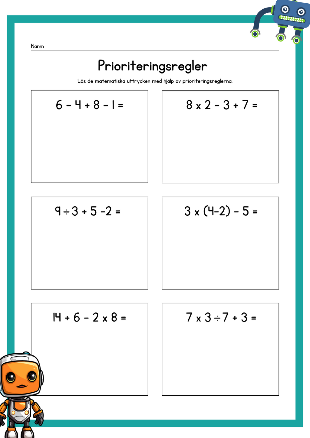 Matematiska uttryck och prioriteringsregler - Årskurs 6 - 9