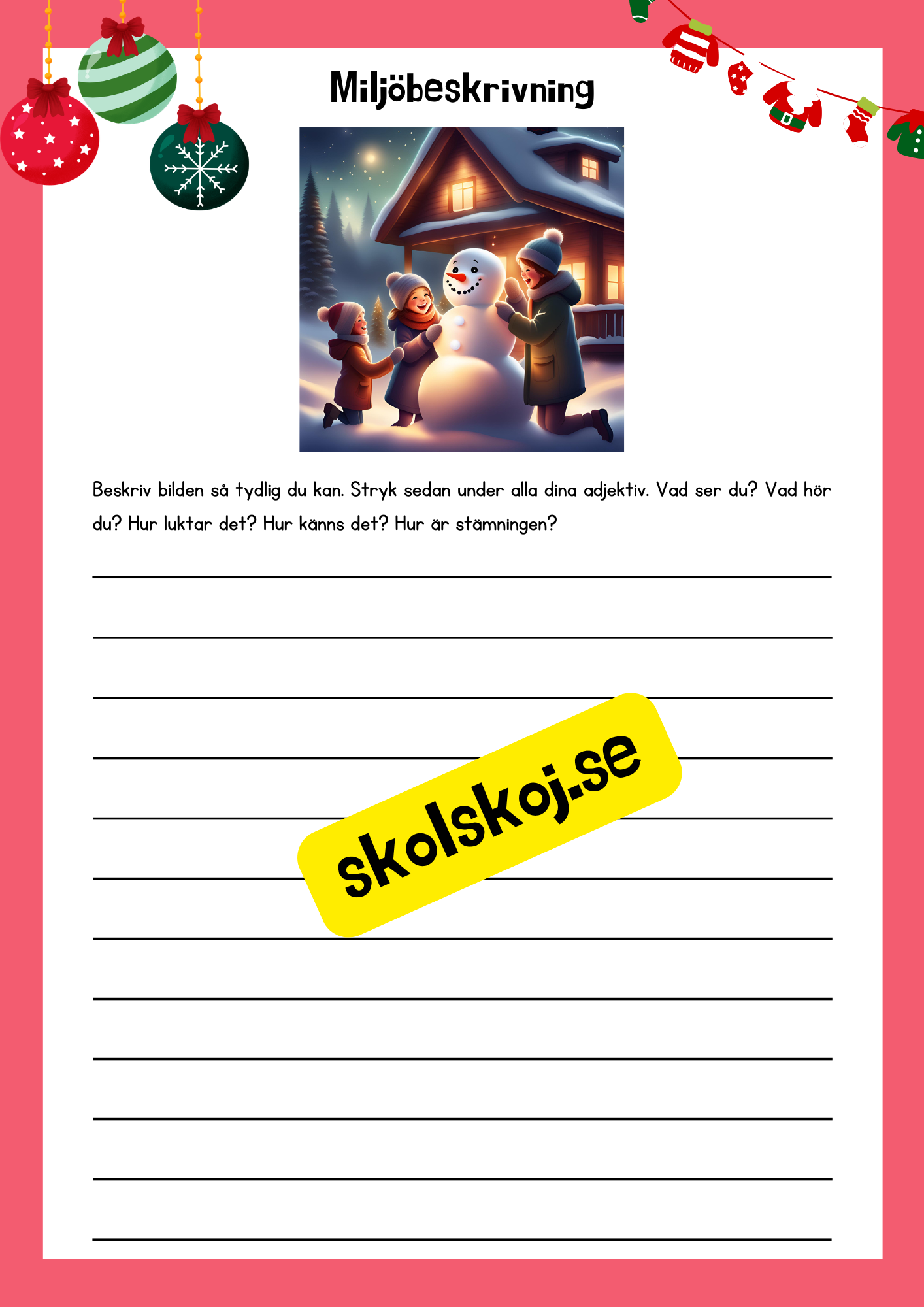 Miljöbeskrivningar med julstämning - 9 st