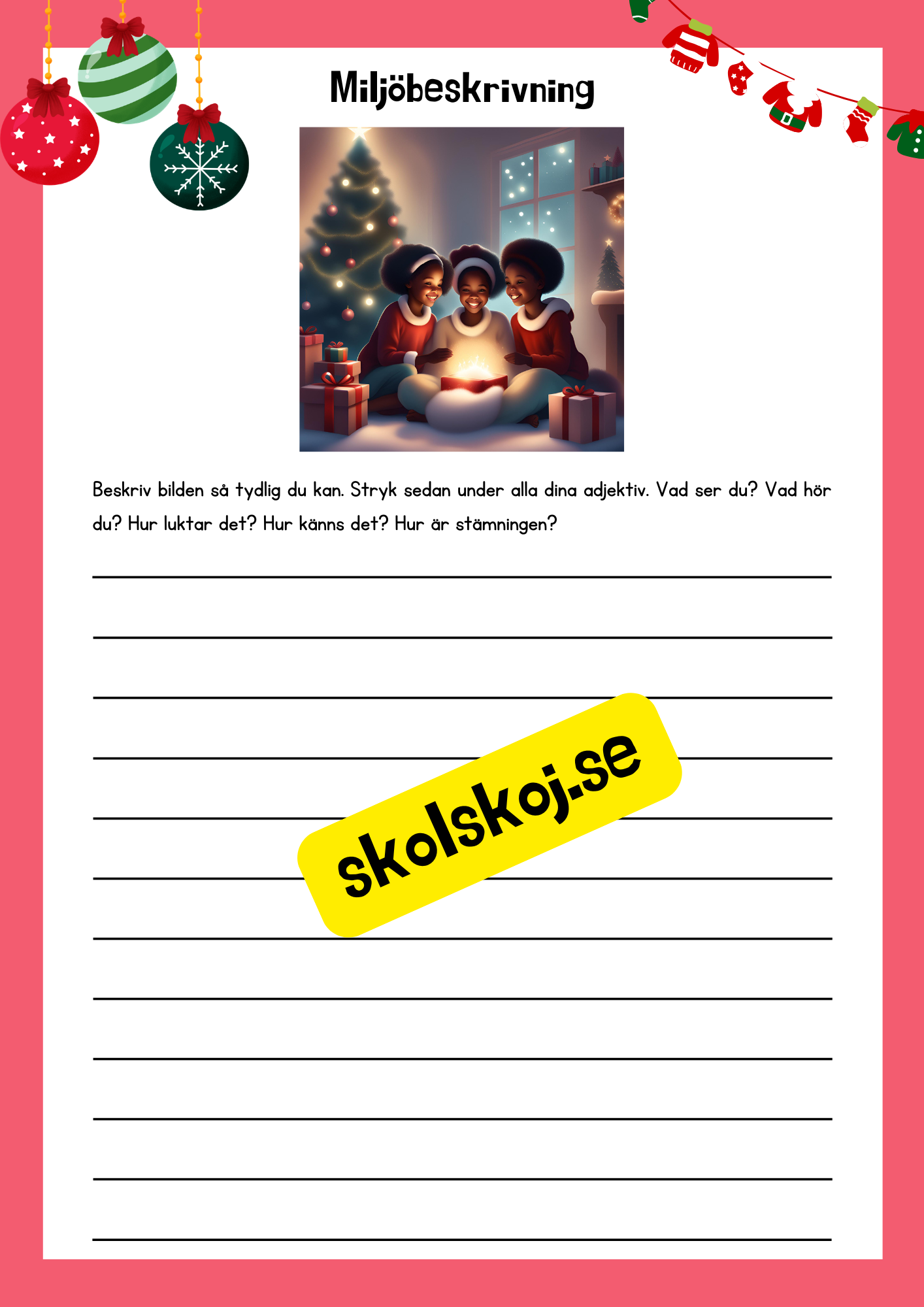 Miljöbeskrivningar med julstämning - 9 st