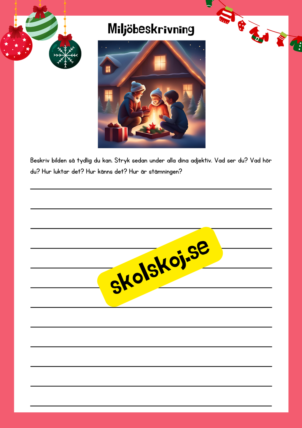 Miljöbeskrivningar med julstämning - 9 st