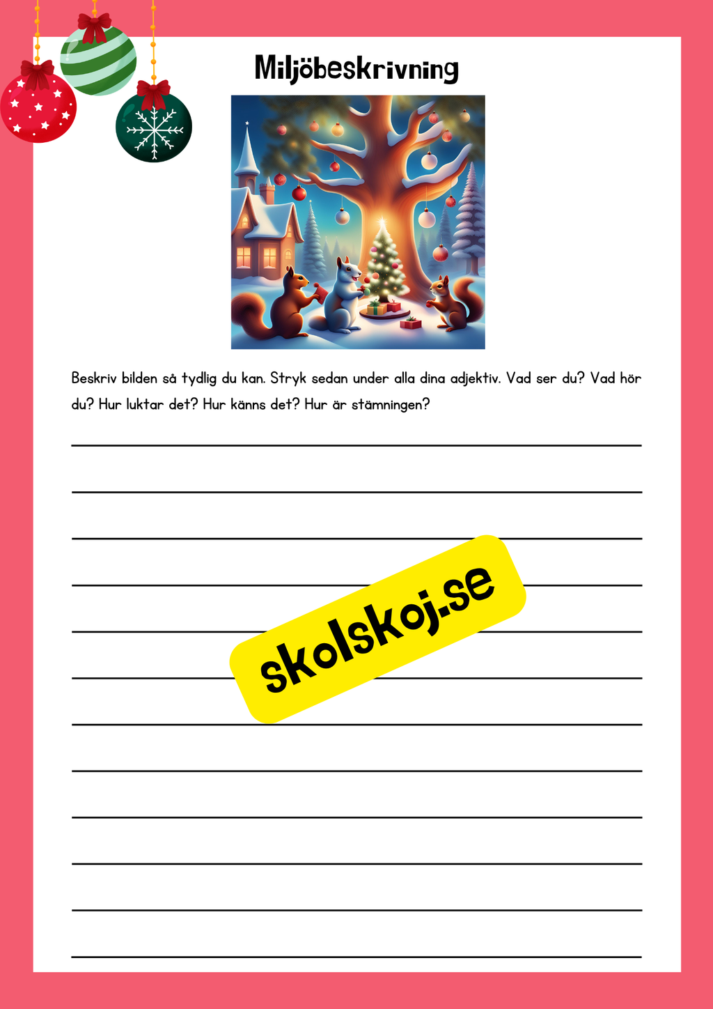 Miljöbeskrivningar med julstämning - 9 st