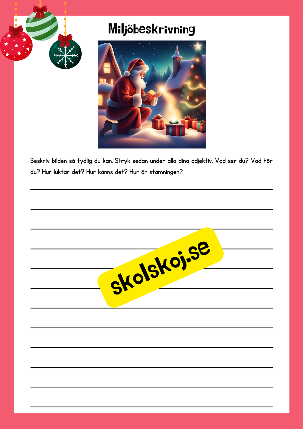 Miljöbeskrivningar med julstämning - 9 st