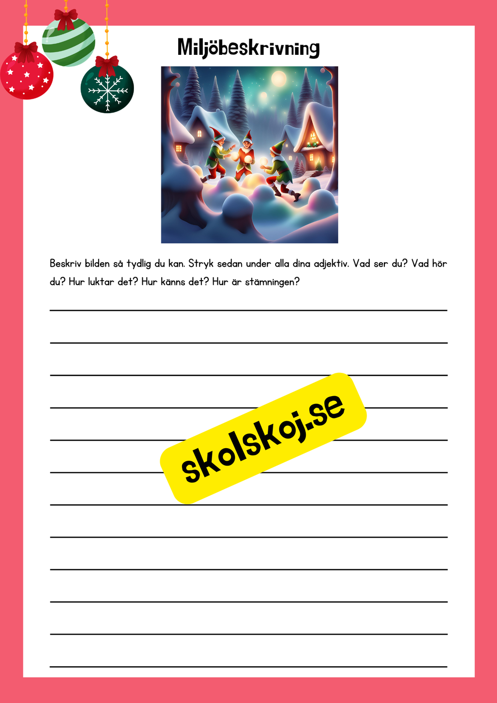 Miljöbeskrivningar med julstämning - 9 st
