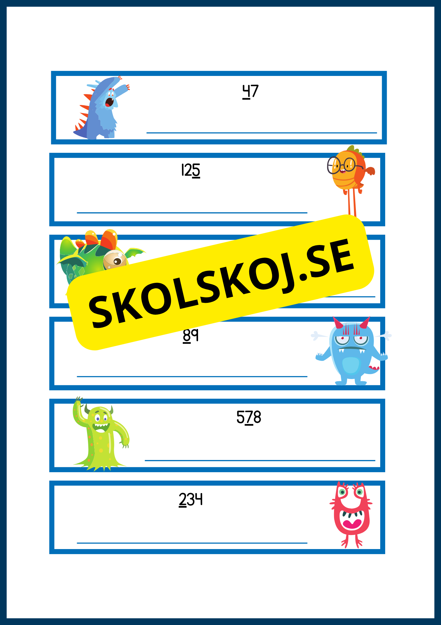 Monster-matte - Öva på positionssystemet