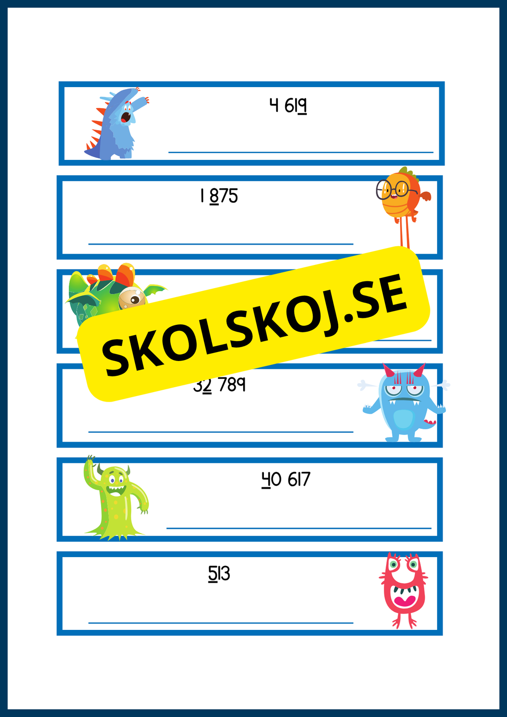 Monster-matte - Öva på positionssystemet