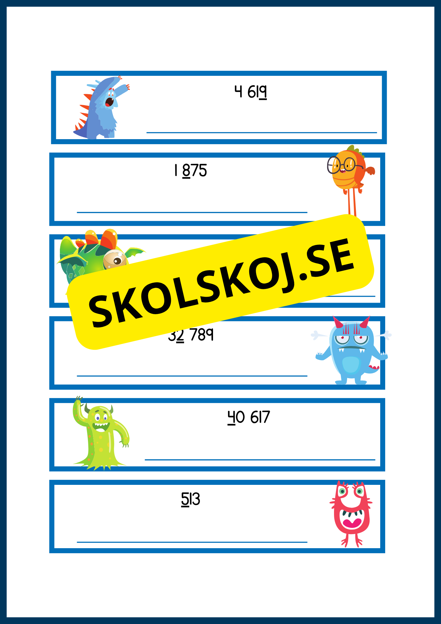 Monster-matte - Öva på positionssystemet