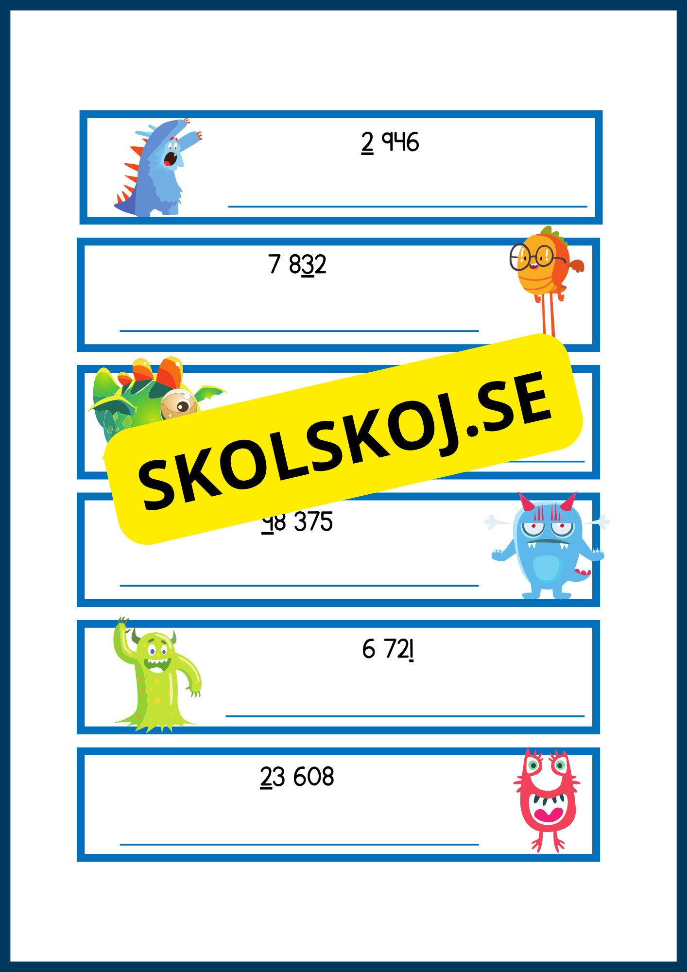 Monster-matte - Öva på positionssystemet