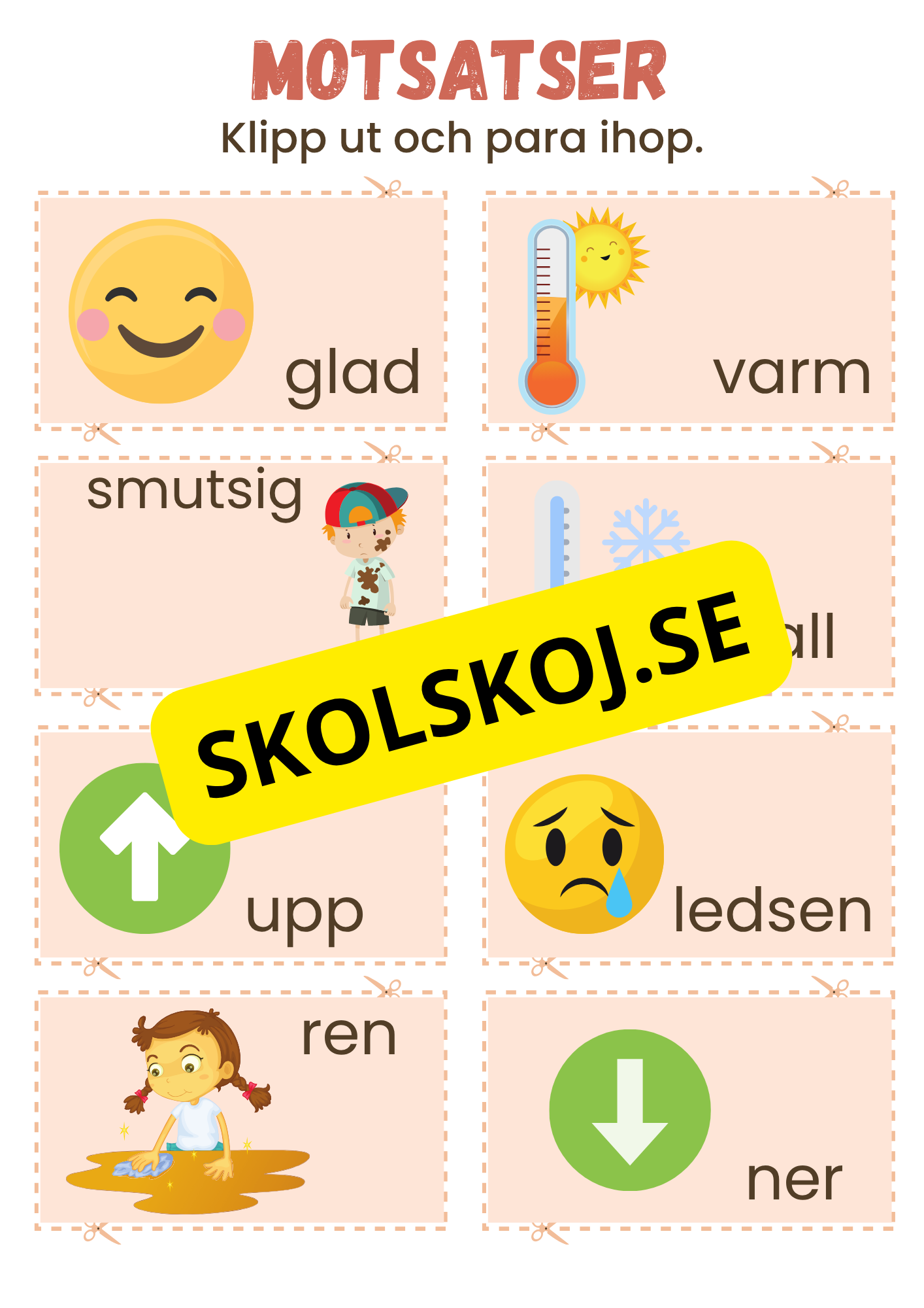 Motsatser - Klipp ut och para ihop (32 st)