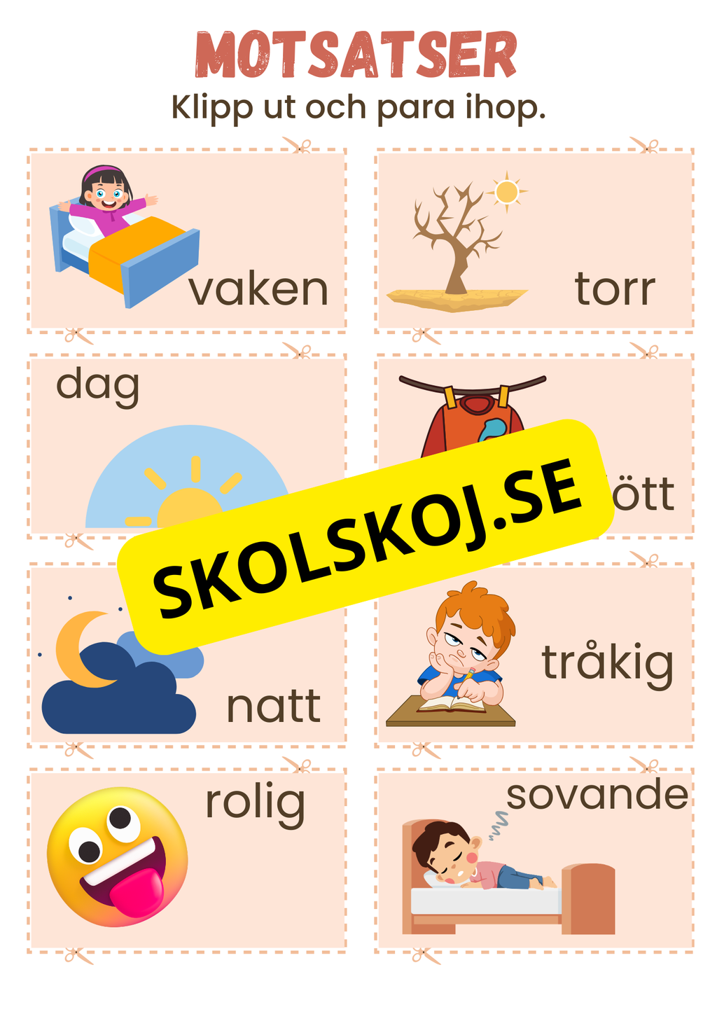 Motsatser - Klipp ut och para ihop (32 st)