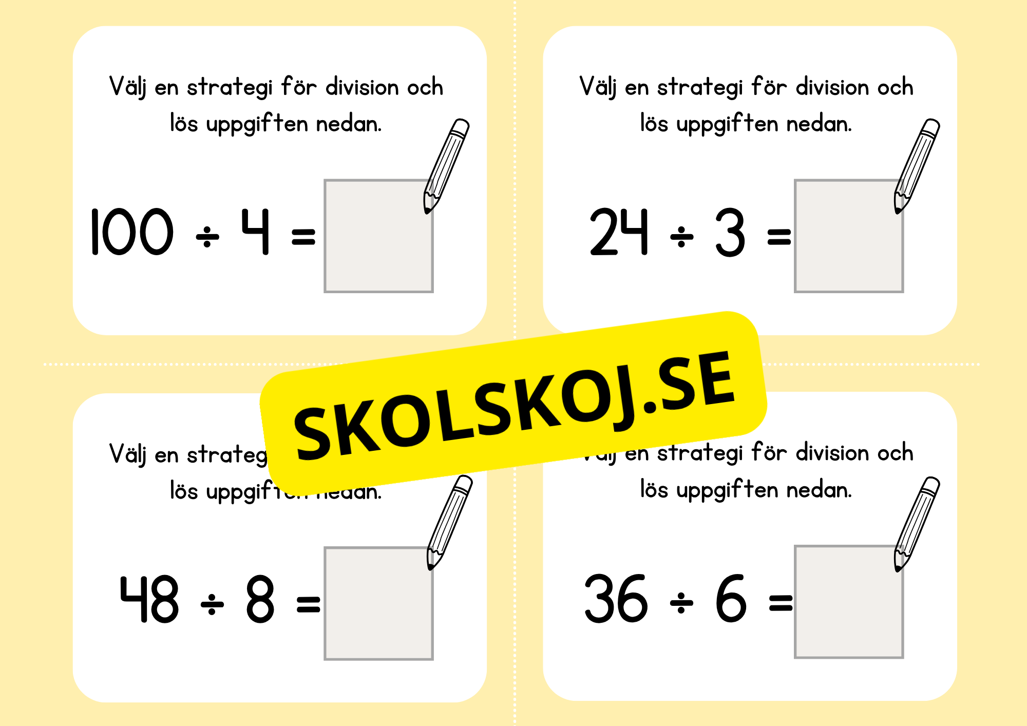 Multiplikation och division - Flashkort (40 st)