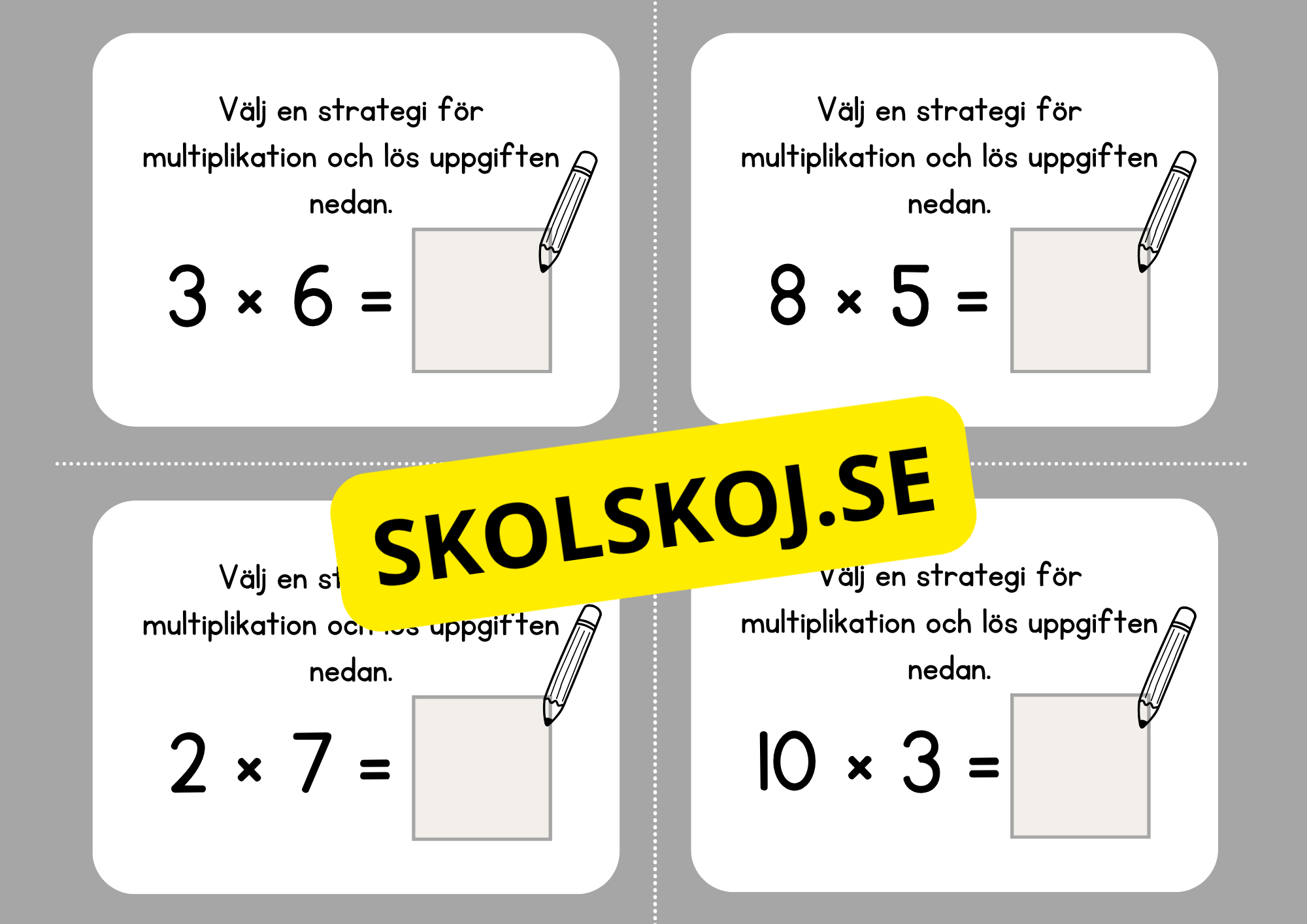 Multiplikation och division - Flashkort (40 st)