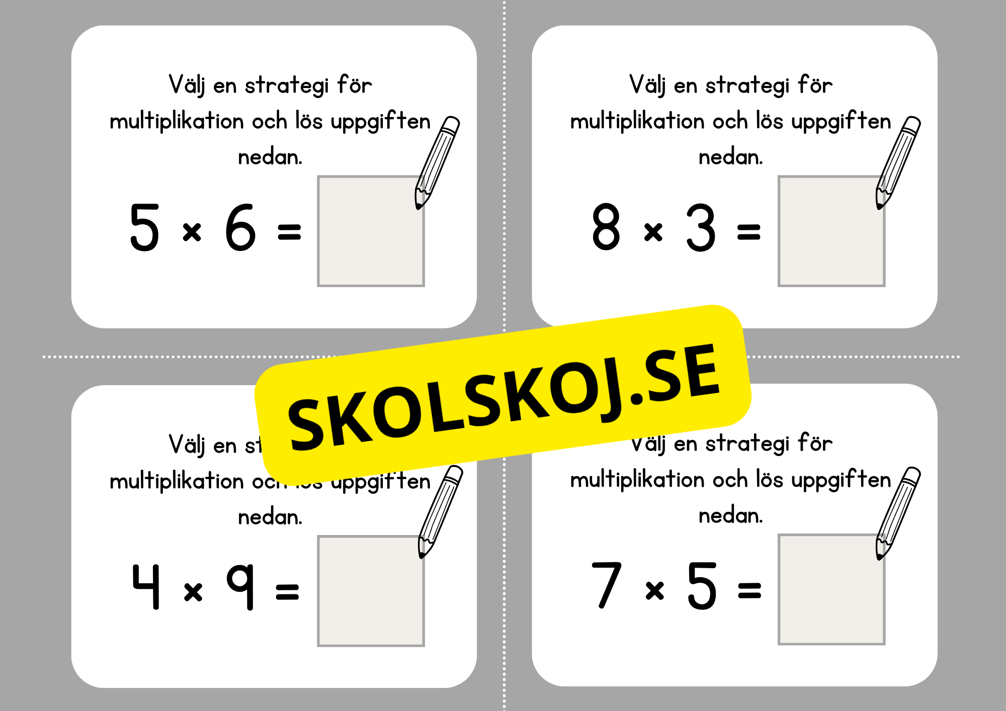 Multiplikation och division - Flashkort (40 st)
