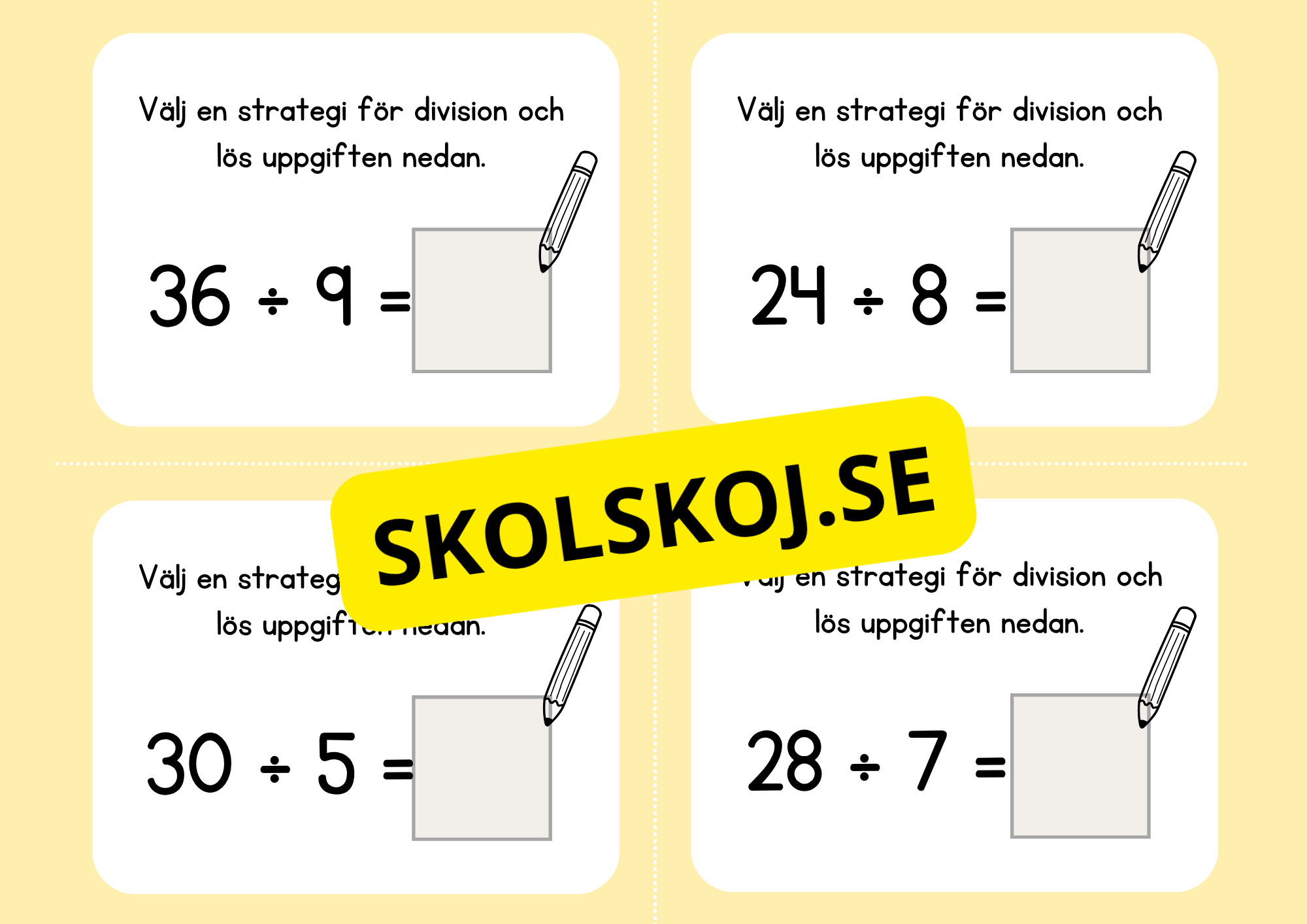 Multiplikation och division - Flashkort (40 st)