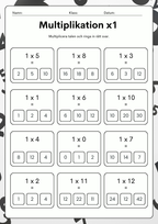 Multiplikationsövningar 1 - 9