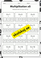 Multiplikationsövningar 1 - 9