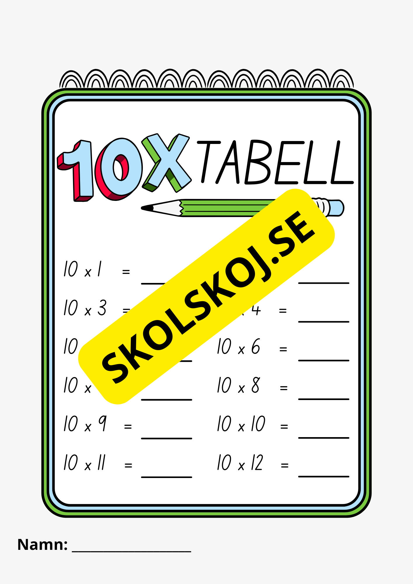 Multiplikationstabellen - Häfte