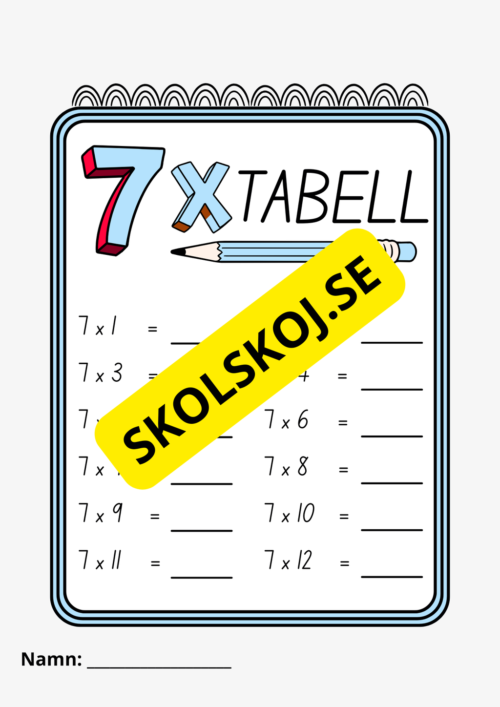Multiplikationstabellen - Häfte