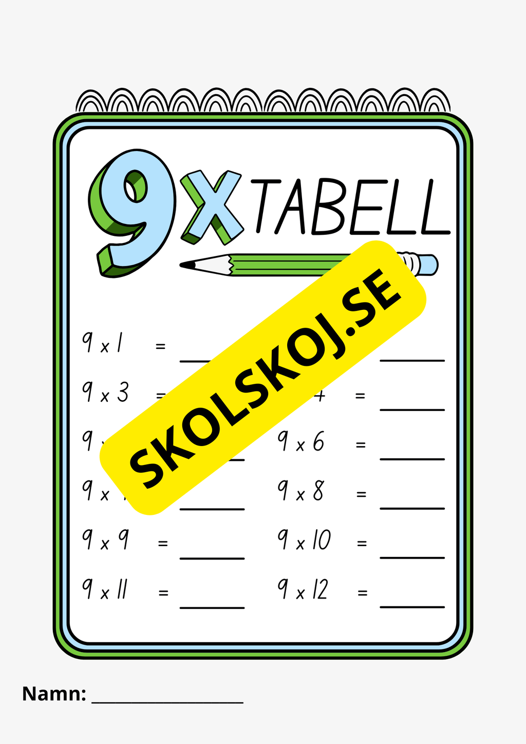 Multiplikationstabellen - Häfte