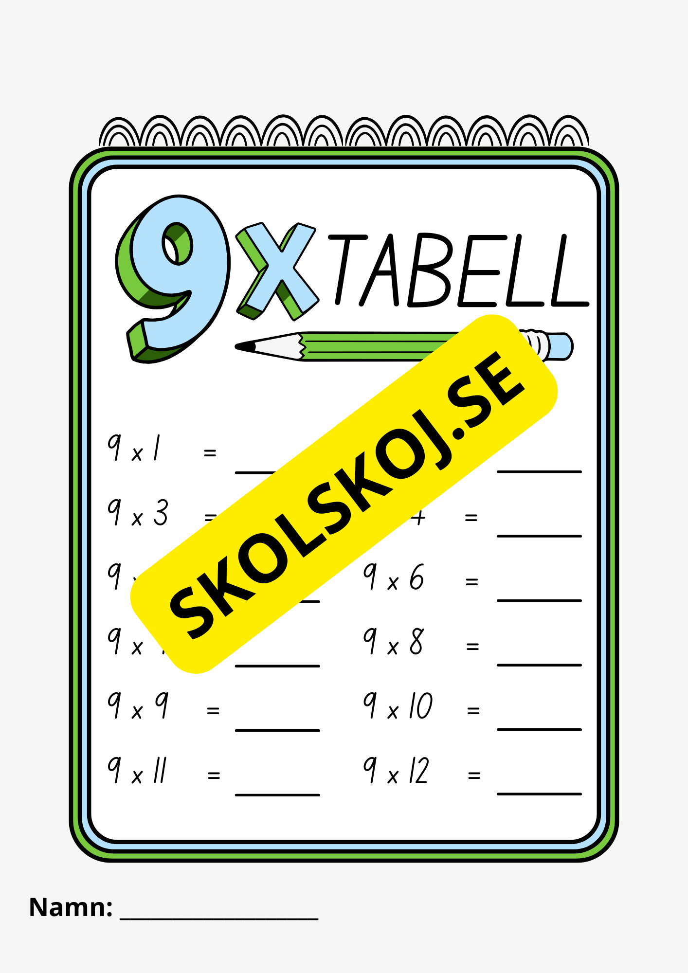 Multiplikationstabellen - Häfte