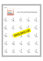 Multiplikationsträning - Enkel multiplikation med uppställning