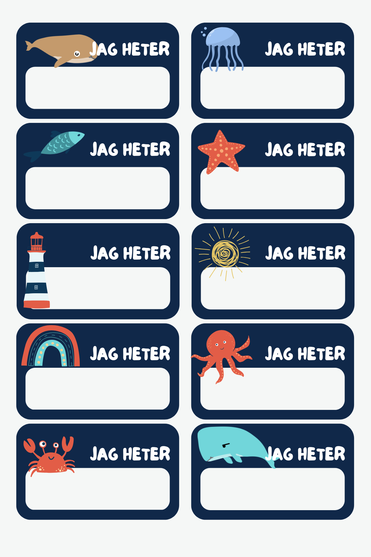 Namnlappar - Jag heter - Redigerbara Powerpoint