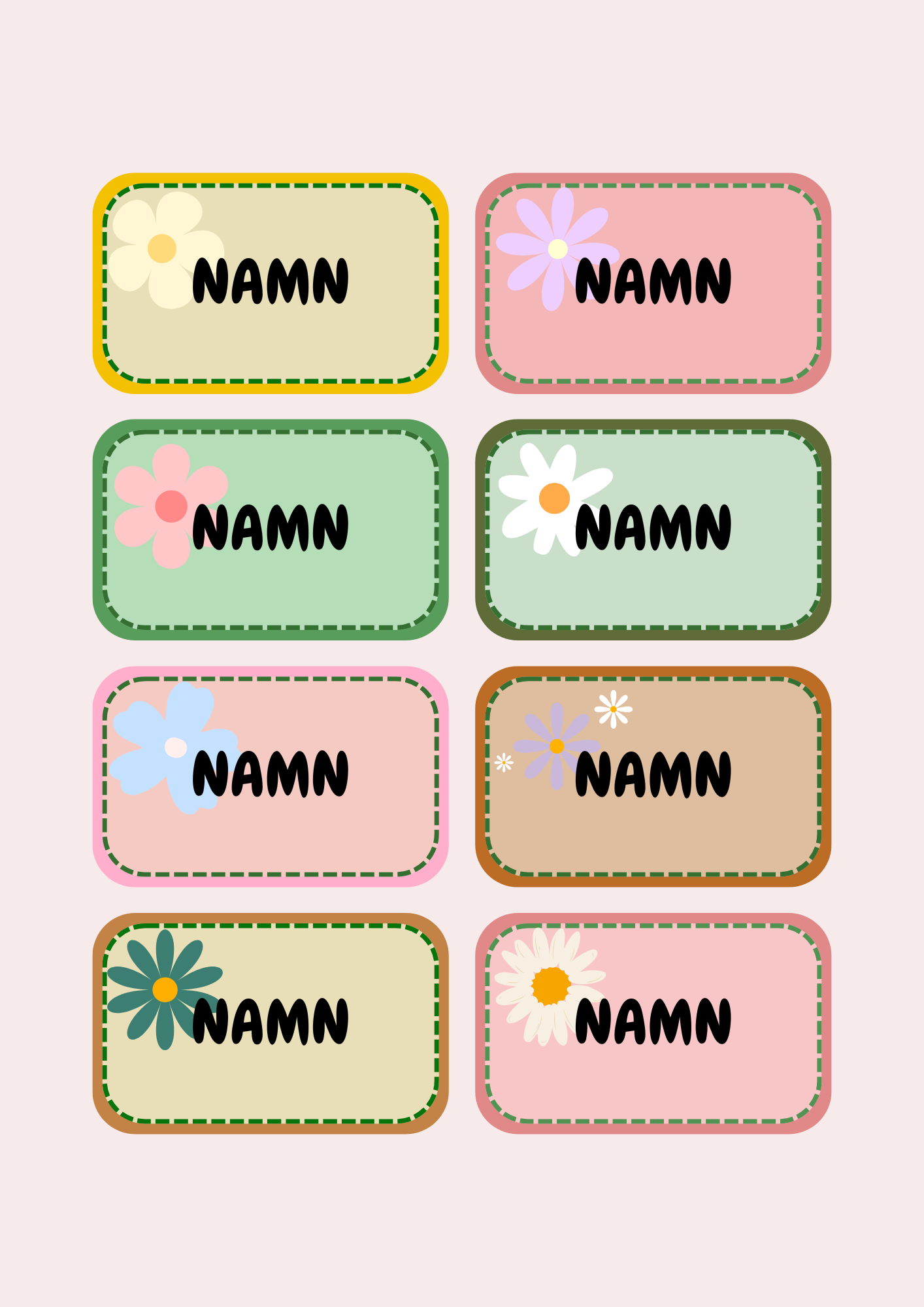 Namnlappar nya - Redigerbara
