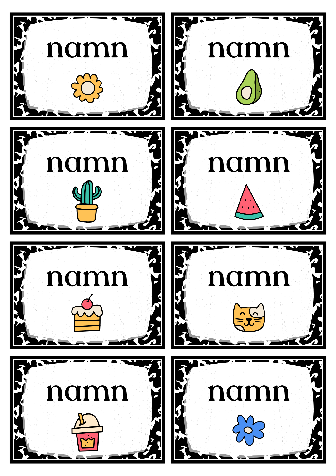 Namnskyltar - Powerpoint - Redigerbara