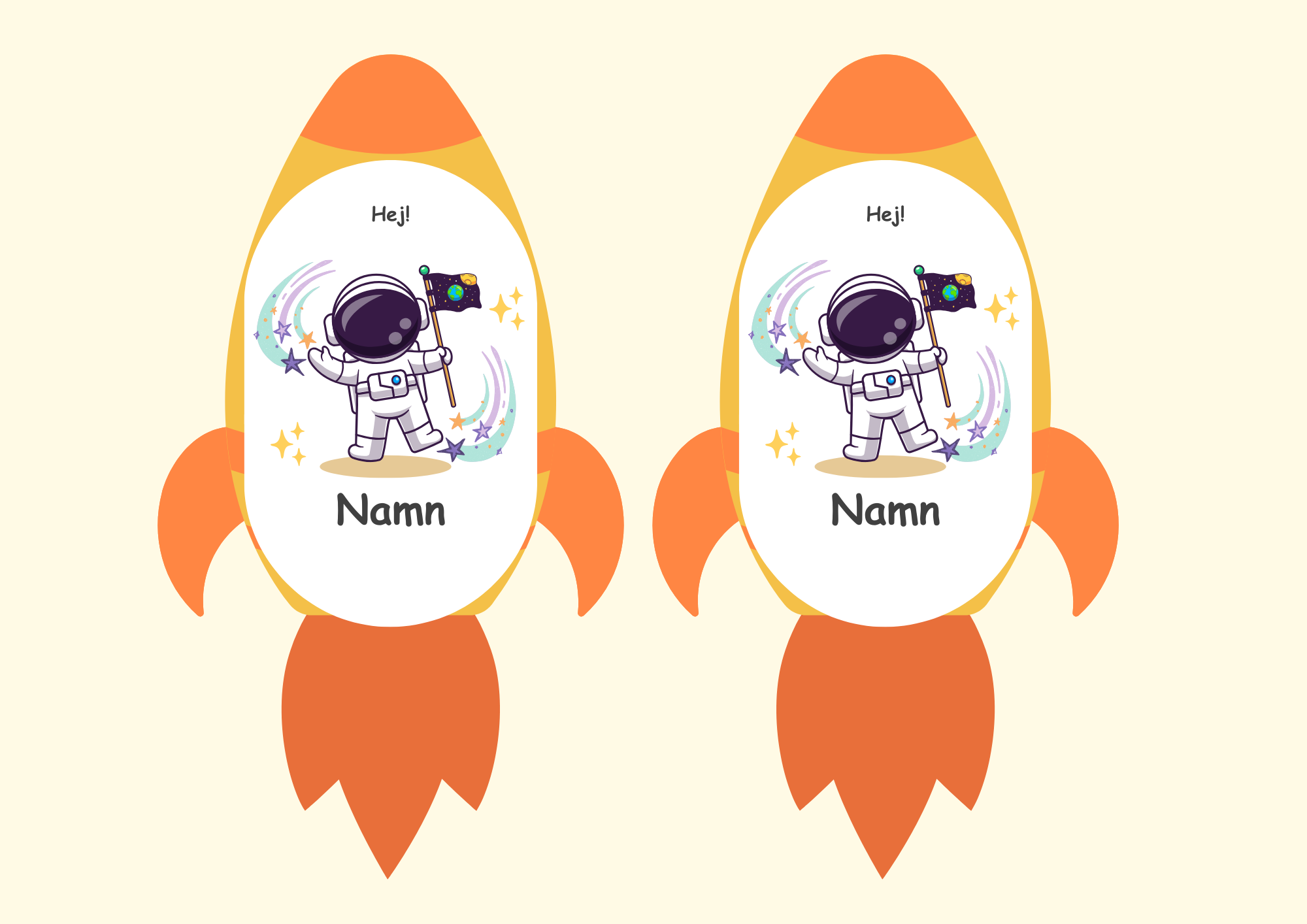 Namnskyltar - Powerpoint - Redigerbara - A5 format