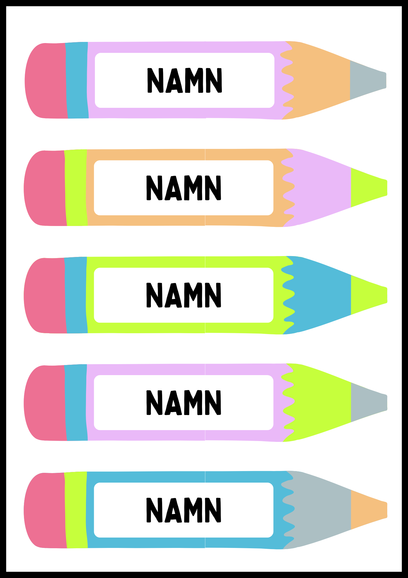 Namnskyltar - Redigerbara - Powerpoint