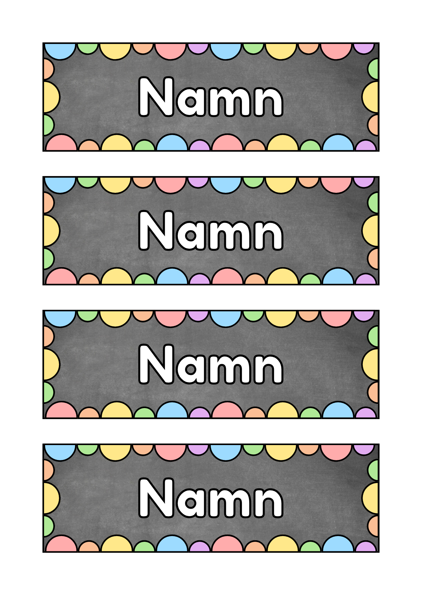 Namnskyltar - Redigerbara - Powerpoint format