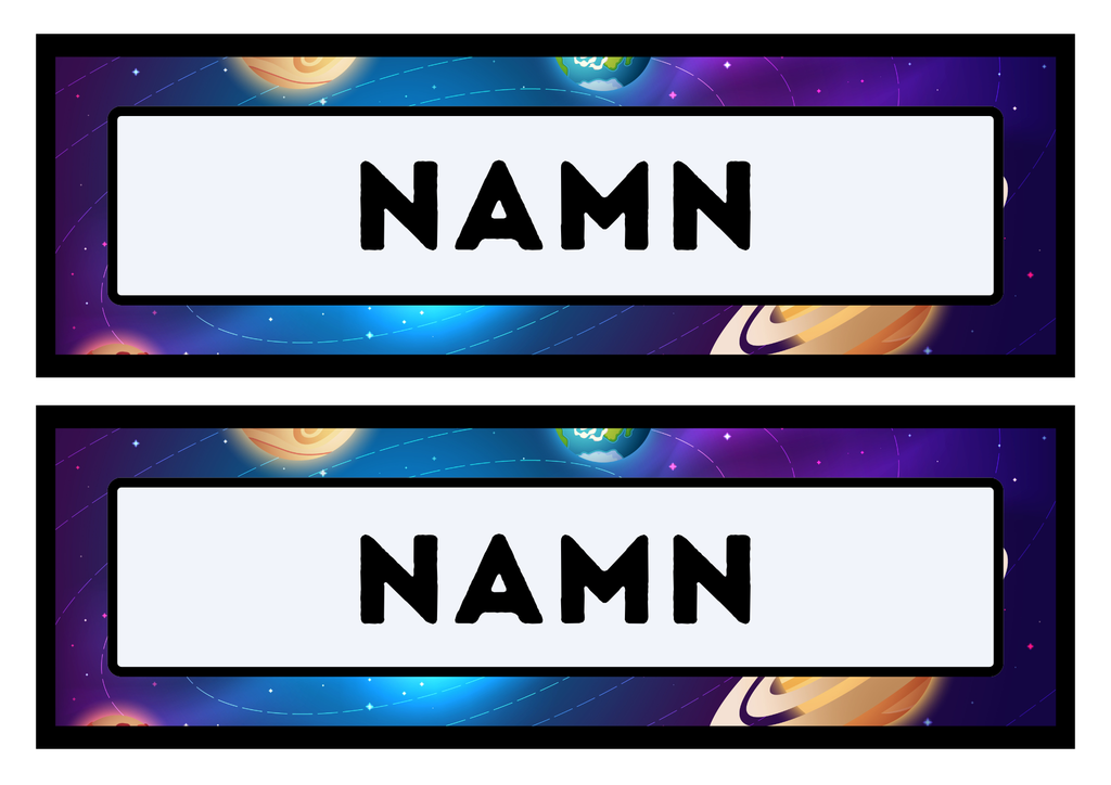 Namnskyltar - Rymden - Redigerbara - Powerpoint