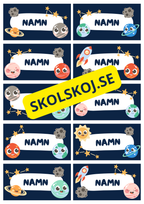 Namnskyltar 2025 rymden (redigerbara)
