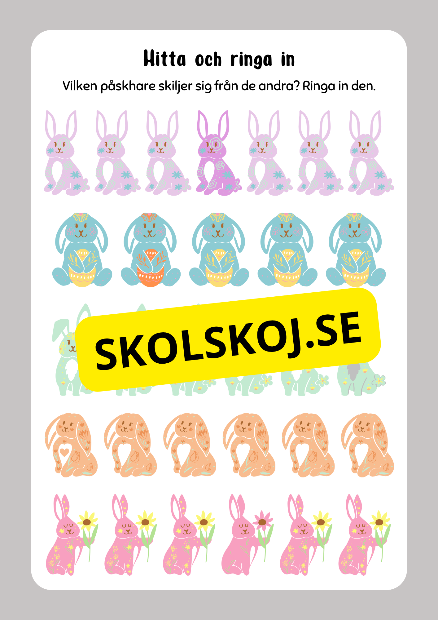 Nu är det påsk igen - Blandade uppgifter