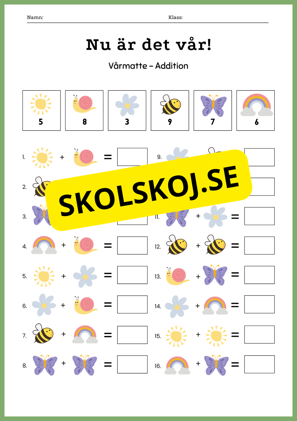 Nu är det vår - Blandade uppgifter