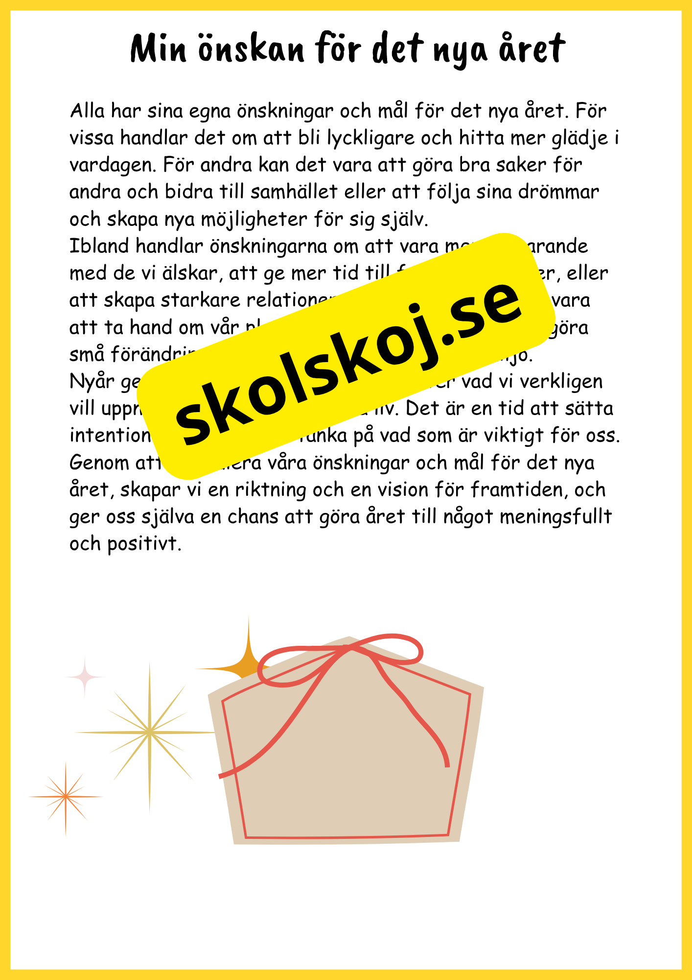 Nyår traditioner och nystart - Fsk - Åk 3 + Prov