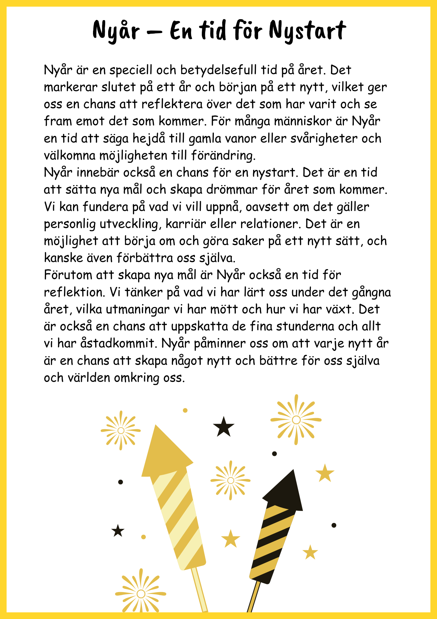 Nyår traditioner och nystart - Fsk - Åk 3 + Prov