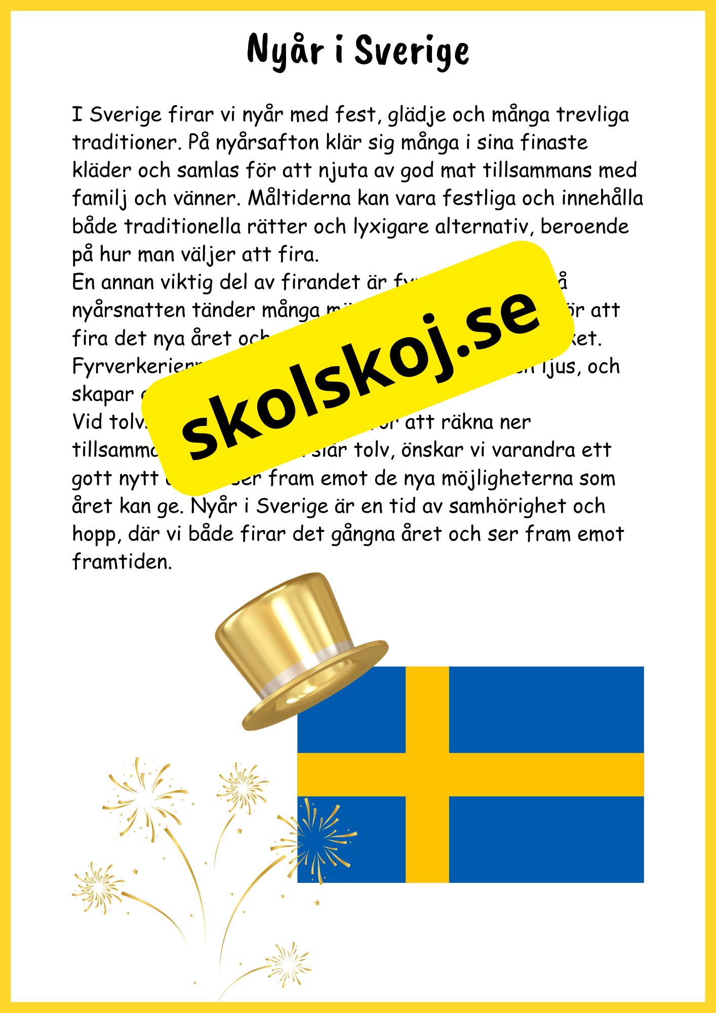 Nyår traditioner och nystart - Fsk - Åk 3 + Prov