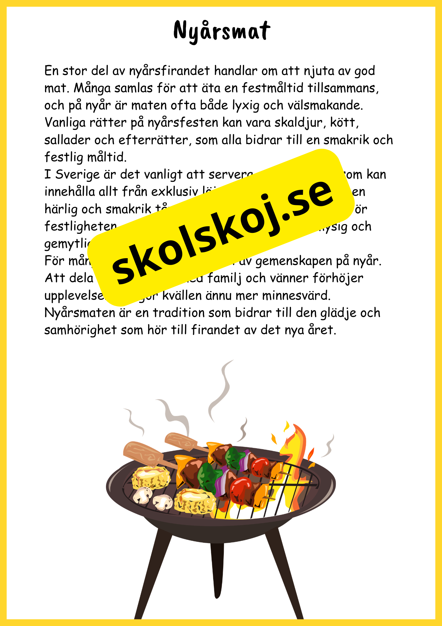 Nyår traditioner och nystart - Fsk - Åk 3 + Prov