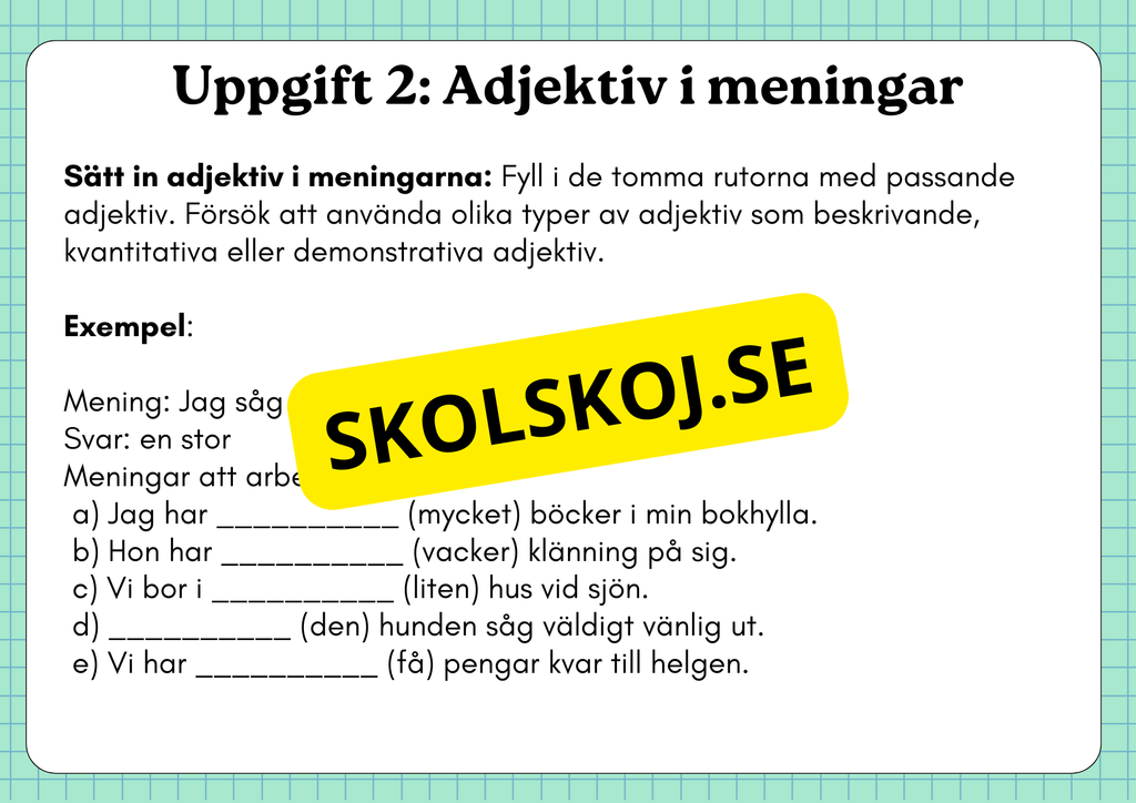 Ordklass Adjektiv - Häfte - Årskurs 4 - 6
